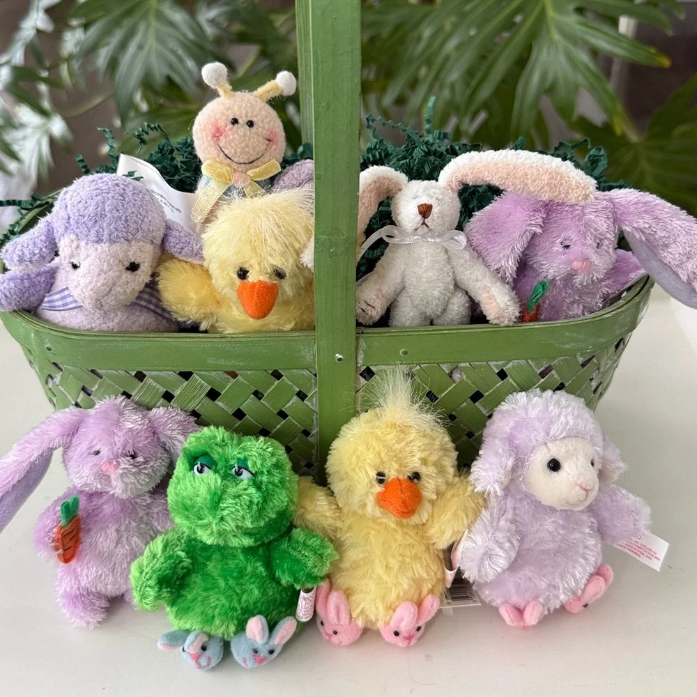 Russ Vintage Mini Easter Animals Bunny Slippers Plush Toys - Lot of 9
